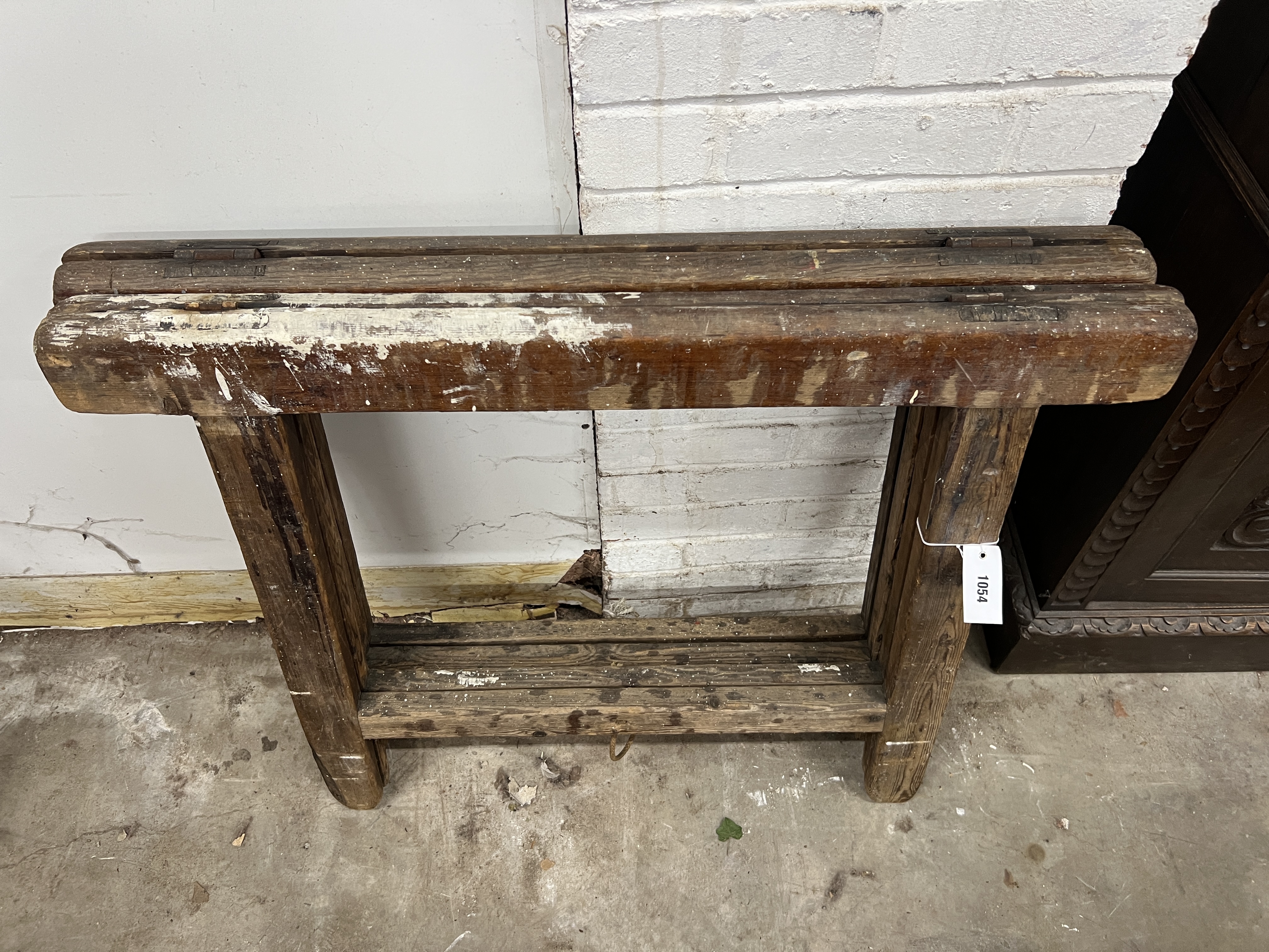 A pair of 19th century pine trestle bases, width 86cm, height 78cm